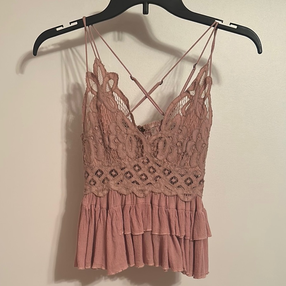 Free People Pink Embellished Crop Camisole